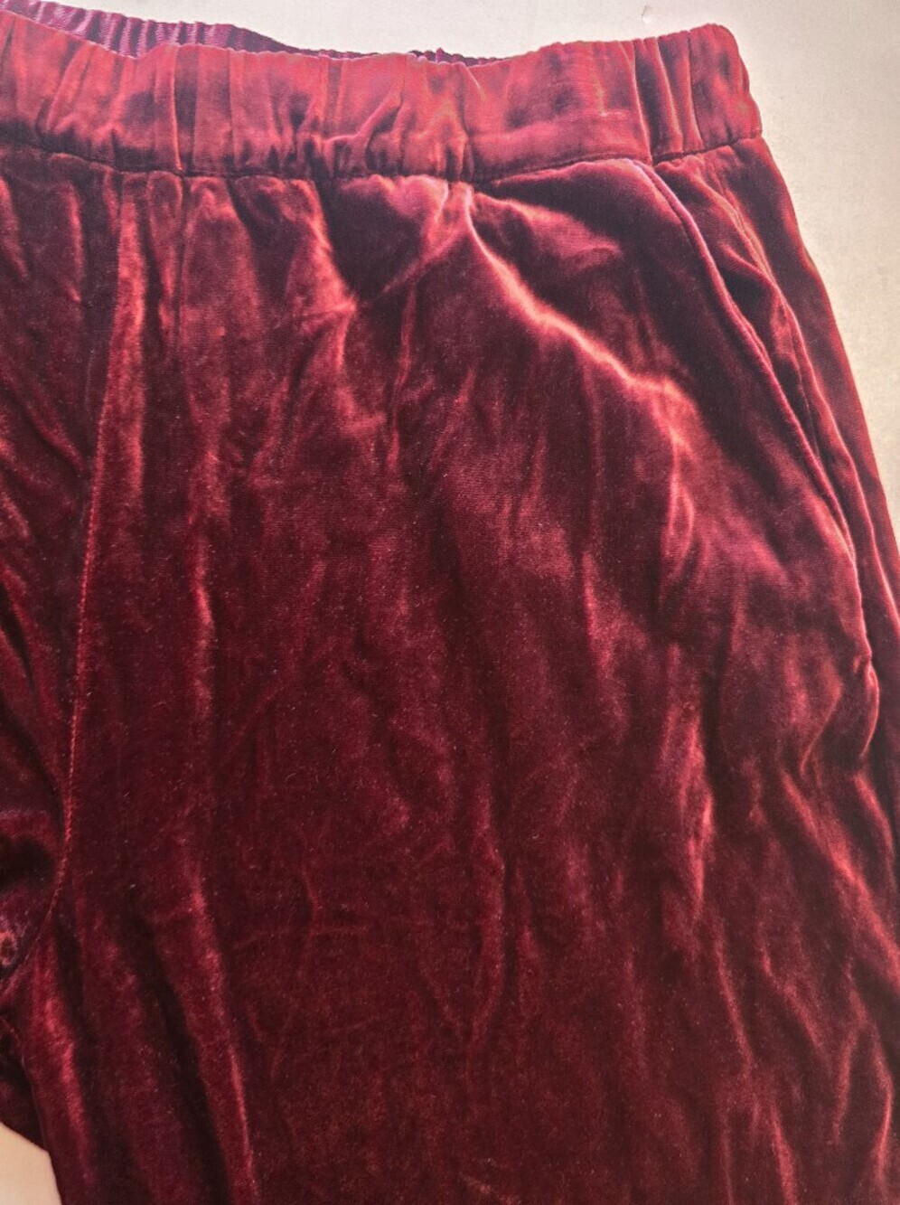 Faherty Stretch Silk Velvet Genevieve Pant Maroon Banner Size Med - Picture 5 of 15
